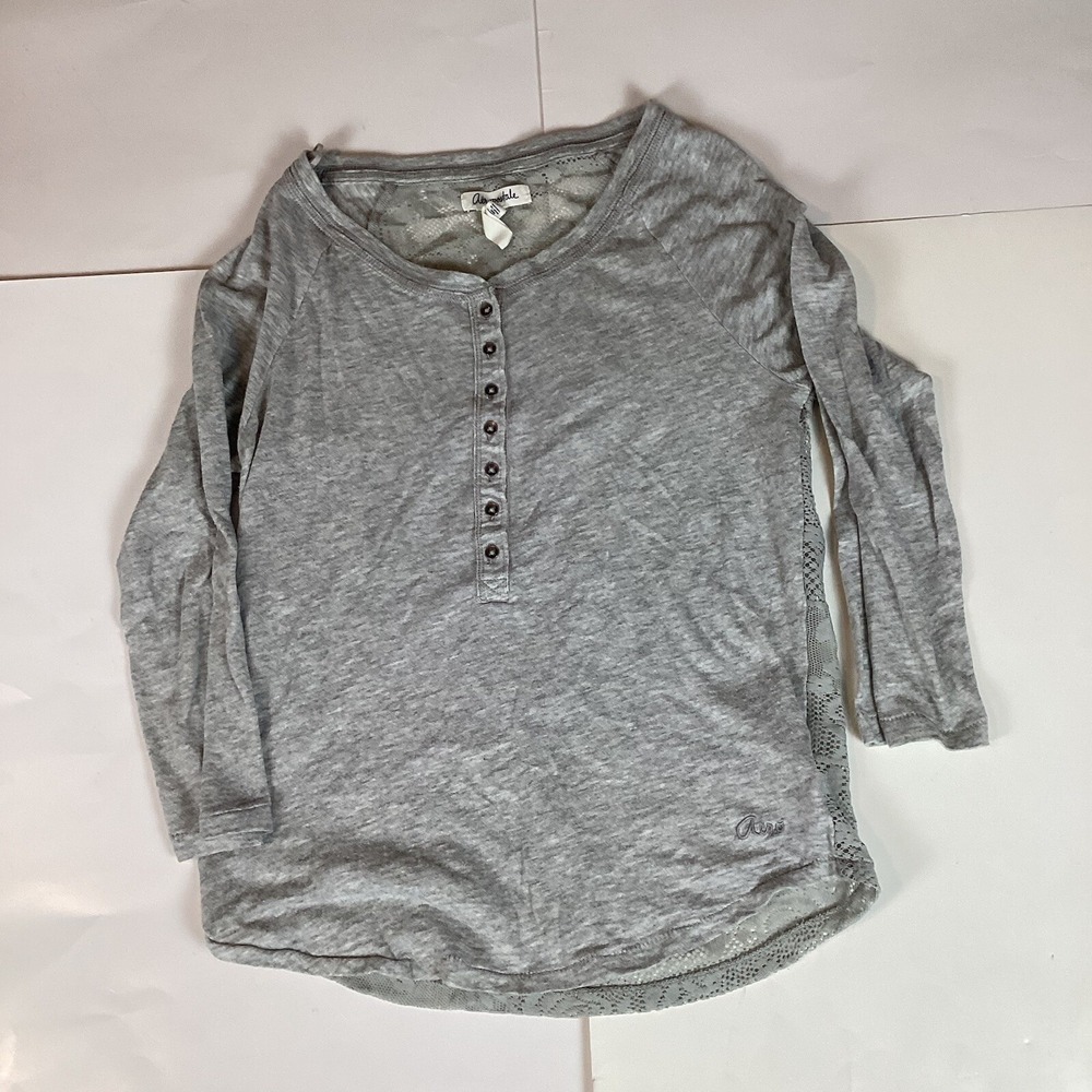 Aeropostale Womens Blouse Shirt Top Size S 3/4 Sleeve Soft Soft Henley Solid
